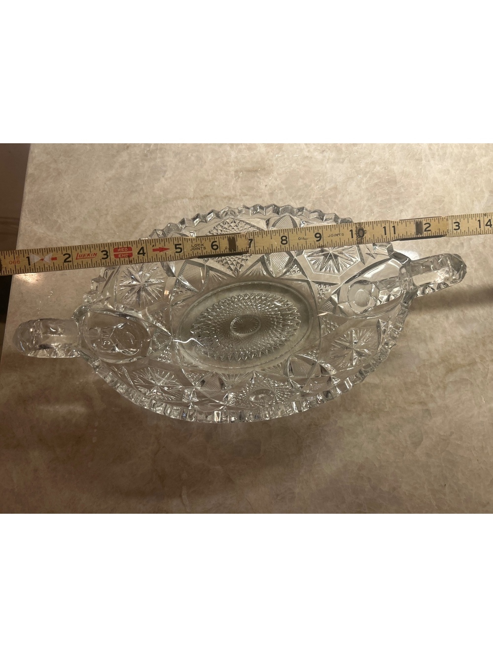 Antique Imperial Glass Double-Handled Oval Relish Dish - EAPG Starburst Pattern